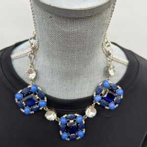 Talbots Blue rhinestone statement necklace